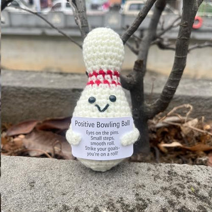 Bowling Accessories Crochet Gifts, Emotional Support Bowling Pin Office Desk Decor Decorations for Women Men (Positive Bowling Ball) - style: Positive Bowling Ball