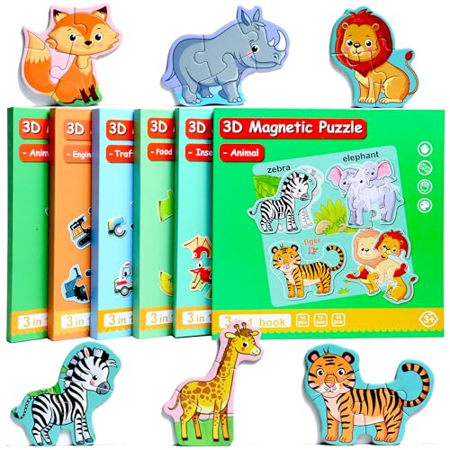 Magnetic Puzzles for Kids 3-5, Travel Toddler Animal Take-Along Toy | Magnetic Activity Toy for Boys & Girls, Preschoolers and Kids 3+, Learning Magnet Gift for Road Trip - style: Animal