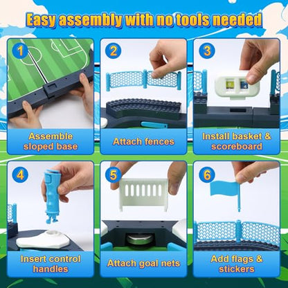 Mini Soccer Board Game for Kids 3-12, Foosball Table Toy for Age 4-8, Pinball Machine Toys for Boys 5-10 Years Old, Interactive Indoor Action Game with 6 Balls for Birthday Gift