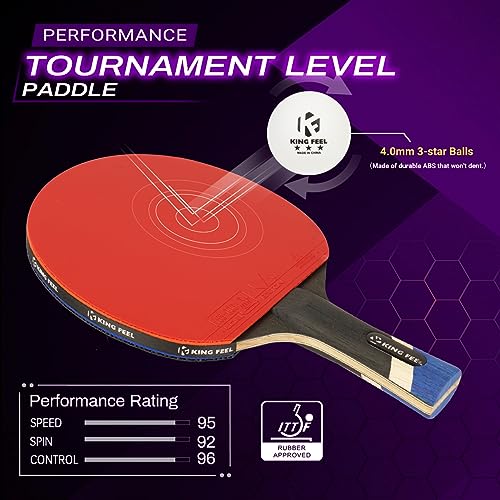 Professional Ping Pong Paddles-Lightweight Carbon Fiber Table Tennis Rackets with 7-Ply Blade, 2.0mm Premium Sponge, ITTF Approved Rubber - for Tournament-Level Performance Table Tennis Paddles - style: Red(2-Pack)