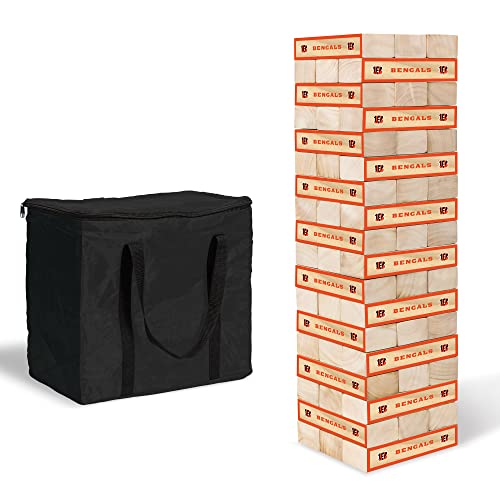 Wild Sports NFL Giant Stacking Wooden Blocks – Tumbling Tower Classic Family Game Stacks – Great Gift for Any Football Fan! - color: Cincinnati Bengals