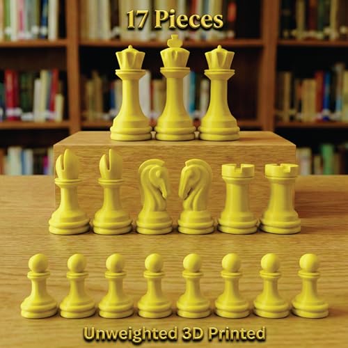 Staunton Chess Pieces Half Set, 17 Yellow Pieces, 3.75" King | Made in USA - color: Yellow