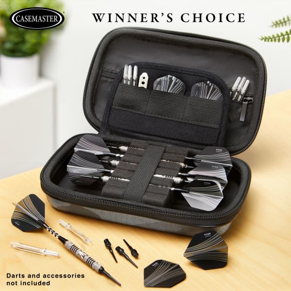 Casemaster Sentinel 6 Dart Case, Holds Extra Accessories, Tips, Shafts and Flights, Compatible with Steel Tip and Soft Tip Darts, Impact & Water Resistant Tactech Shell, Sinister Snake - color: Black Sinister Snake