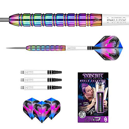 RED DRAGON Peter Wright Snakebite 1 Professional Darts Set - 85% Tungsten Darts with Flights & Shafts - Available in Soft Tip 16g Barrel/18g Full Weight and Steel Tip 22g - 24g - size: 24g