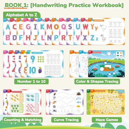 JoyCat Preschool Learning Activities Set (2-Pack) – Seek & Find Game Books and Letters Numbers Handwriting Practice Tracing Workbooks for Toddlers & Kids, Birthday Gifts for Girls and Boys Ages 3-5 - style: 6. Seek & Find+Trace & Write