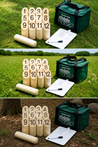 Modern Wooden Outdoor Games Set, Family with Scoreboard, Portable Camping Games for Adults