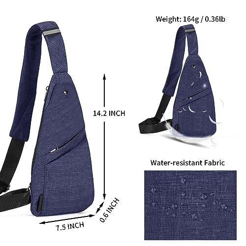 Seoky Rop Slim Sling Bag Small Ultra Thin Water Resistance Crossbody Chest Shoulder Backpack Personal Pocket Bag Blue - color: Blue-1