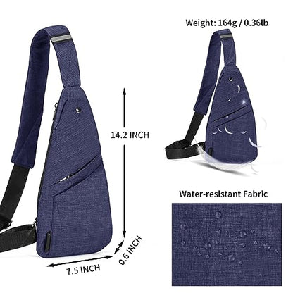 Seoky Rop Slim Sling Bag Small Ultra Thin Water Resistance Crossbody Chest Shoulder Backpack Personal Pocket Bag Blue - color: Blue-1