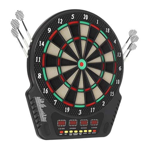 2.7W Electronic Dartboard Cabinet Set 17.32 x 19.88 Inch Electronic Dart Boards for Adults wirh 4 LED Displays Electronic Darts Board Wall Mounted Dart Boards for Adults with 6 Darts