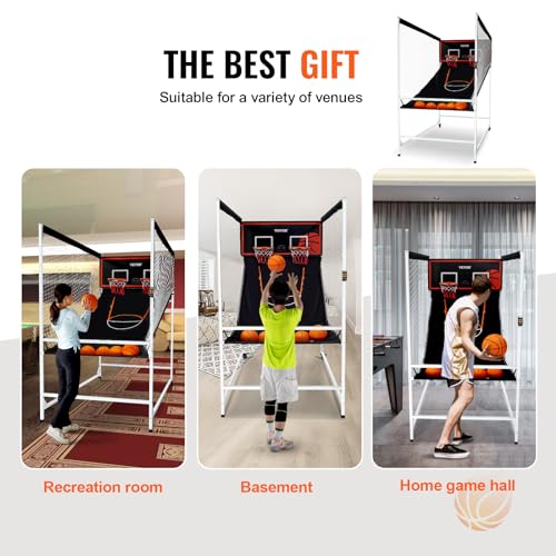 VEVOR Basketball Arcade Game Indoor, 2 Player Indoor Basketball Game, Home Dual Sport with 8 Game Modes, Electronic Scoreboard, and Inflation Pump,Adults - style: Unfoldable & Biggest Design