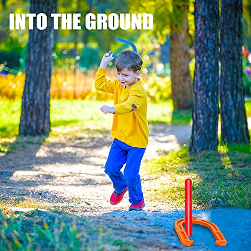 Outdoor Indoor Rubber Horseshoes Set - Win SPORTS Includes 4 Horseshoes,2 Pegs,2 Rubber Mats,2 Red Plastic dowels,Beach Games Perfect for Tailgating,Camping,Backyard,Fun for Kids Adults