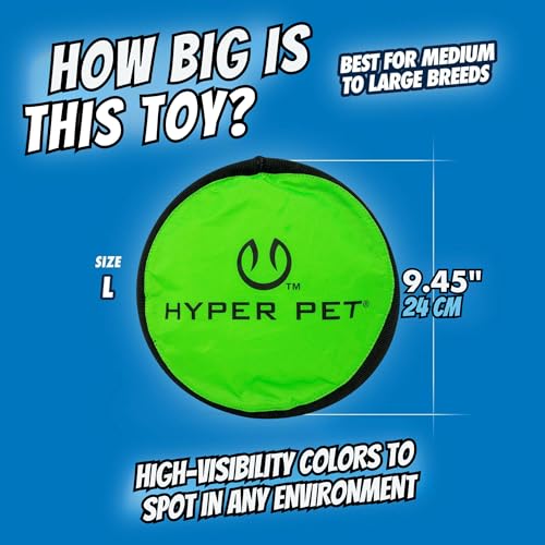 Hyper Pet Flippy Flopper Dog Interactive Dog Toys [Flying Disc Fetch Toy Floats in Water & Safe on Teeth] (Colors Will Vary), Multicolor, 9" - size: Pack of 1