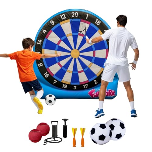 Flybar Inflatable Giant Dartboard Game for Kids & Adults, Backyard Lawn Game Set, Outdoor Play for Family Parties, Camping & Field Day Activities, Set, Quick Setup, Inflates in Minutes, Ages 6+ - color: Multicolor Light Blue