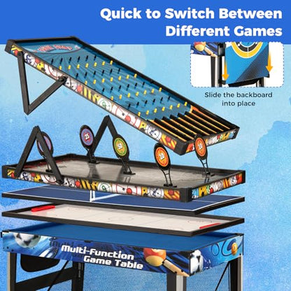 GYMAX Multi Game Table, 10 in 1 Combo Game Table Includes Table Tennis, Basketball, Soccer, Hockey, Archery, Shooting, Darts & Pinball for Home, Game Room, Friends & Family with Complete Accessories