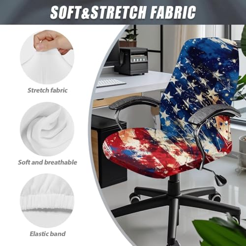 Office Chair Cover America 250th Birthday, Stretch Computer Desk Chair Slipcover Universal Executive Boss Chair Cover Anti-Dust Removable Rotating Slipcover - color: America 250th Birthday, size: Small