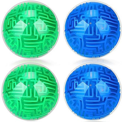 Sumind 4 Pcs 3D Puzzle Maze Ball Magic Brain Teasers Games Memory Sequential Maze Cube Ball Sphere Educational Puzzle for Adult Hard Challenges(Blue, Green) - color: Blue, Green