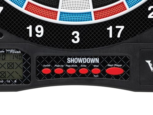 Viper Showdown Electronic Dartboard, 15.5 in Regulation Target, 32 Games, 590 Options, Battery Powered, 6 Darts Included, Black