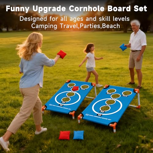 Onini Upgrade Portable Cornhole Board Set of 2 with 8 Bean Bags and Carrying Case Corn Hole Games Set for for Kids and Adults, Travel Camping Accessory(3x2 Ft)