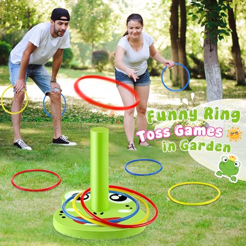 Hiboom Pool Ring Toss Games Toys, Swimming Pool Games for Adults and Family with 6 Pcs Throwing Rings, Water Foam Toss Float Toys for Summer Outdoor, Beach, Yard, Party(Frog) - style: Frog