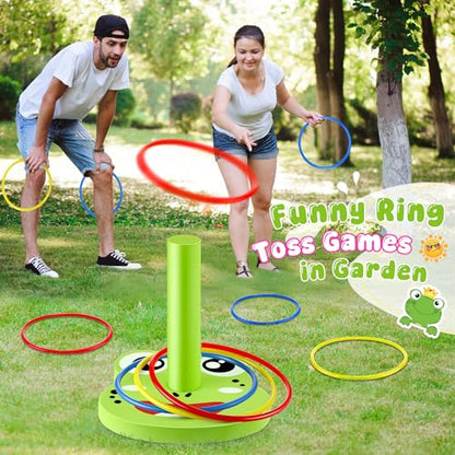 Hiboom Pool Ring Toss Games Toys, Swimming Pool Games for Adults and Family with 6 Pcs Throwing Rings, Water Foam Toss Float Toys for Summer Outdoor, Beach, Yard, Party(Frog) - style: Frog