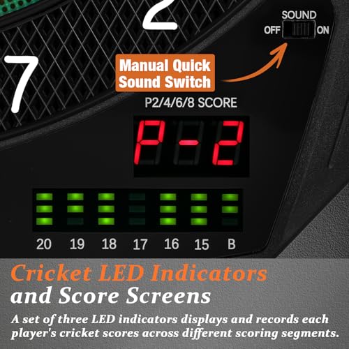 Electronic Dart Board, 35 Games and 580 Variants Electric Soft Tip Dartboard Set, Digital Dartboards for Adults with 6 Darts, 100 Soft Tips