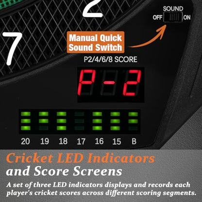 Electronic Dart Board, 35 Games and 580 Variants Electric Soft Tip Dartboard Set, Digital Dartboards for Adults with 6 Darts, 100 Soft Tips