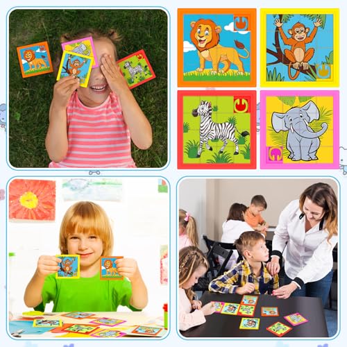 Simgoing 24 Pcs Animals Slide Puzzle for Kids Fun Brain Teaser Toys Games Develops Student Cognitive Problem Skills Small Sliding Puzzle for Back to School Gift Classroom Home Vbs Party Learning