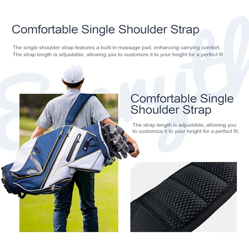 uniHimal 14-Way Golf Cart Bag with Organizer Divider & Rain Cover - color: Navy Blue