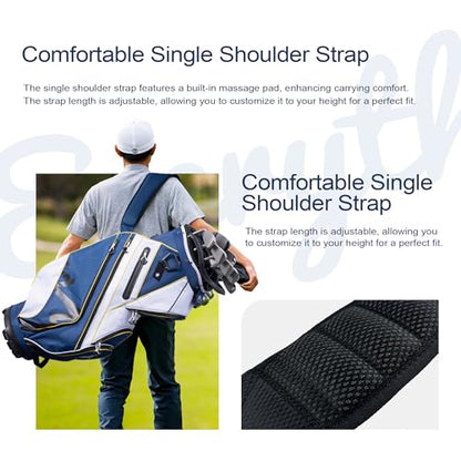 uniHimal 14-Way Golf Cart Bag with Organizer Divider & Rain Cover - color: Navy Blue
