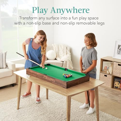 Best Choice Products Tabletop Billiard Table, Pool Game Table for Living Room, Game Room w/ 2 Cue Sticks, Ball Set, Storage Bag - color: Walnut