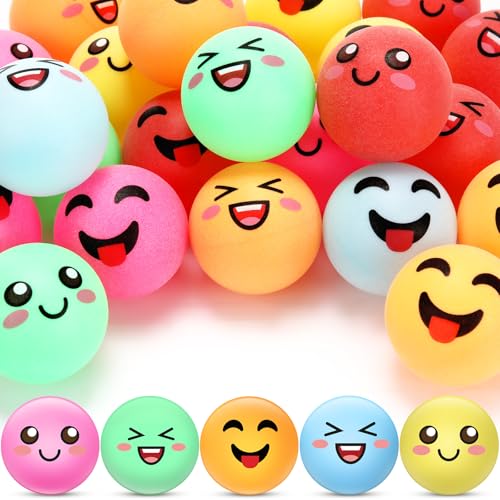 24 Pcs Novelty Table Tennis Balls 3 Special Emotion Face Cute Table Tennis Balls Accessories for All Golfers Birthday Fun Gift Game Art Pet - color: Multicolor