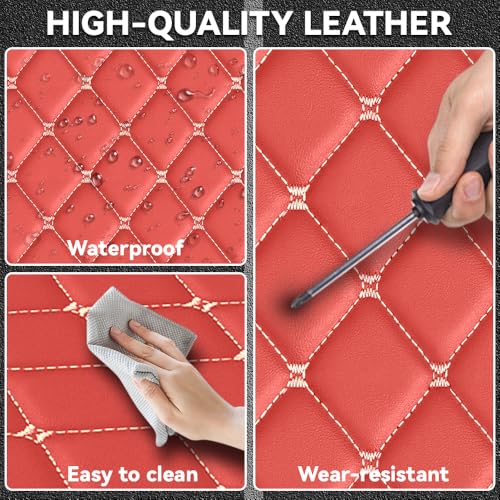 Car Floor Mats Fit for Dodge Dart 2013-2016 All Weather Durability Leather Car Floor Mats, Skidproof Pedal, Waterproof, Wear-reistant(Red Beige) - color: Red Beige