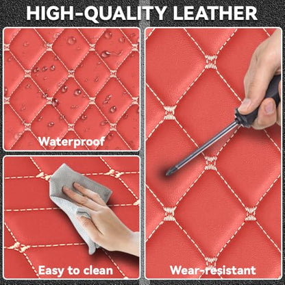 Car Floor Mats Fit for Dodge Dart 2013-2016 All Weather Durability Leather Car Floor Mats, Skidproof Pedal, Waterproof, Wear-reistant(Red Beige) - color: Red Beige