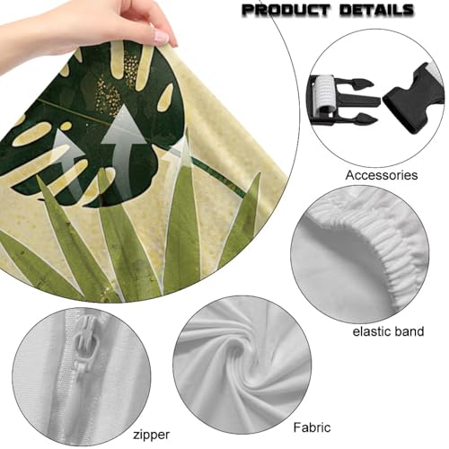 Tropical Leaf Print Gaming Chair Cover Set of 4 Dust-Proof Stretchy Computer Office Chair Cover with Armrest Covers Home Decorations - color: Green - Tropical Leaf