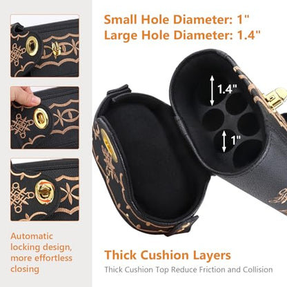 2x4 Pool Cue Case, Hard Pool Cue Case, Billiard Cue Case with Stand, Billiards Accessories Holds 2 Cue Butt and 4 Cue Shafts - color: Black Embroidery