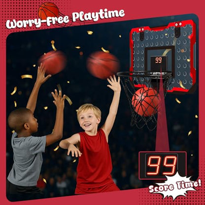 LovesTown Indoor Basketball Hoop for Kids, Door Basketball Hoop with Electronic Scoreboard LED Lighting Birthday Toys Gifts for Boys Girls - style: Classic