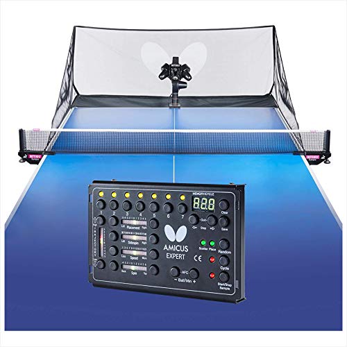 Butterfly Amicus Expert Table Tennis Robot | Fantastic Ball Launcher-Thrower-Shooter for Your Ping Pong Table | Free Carry Bag, Remote, Tech Support, & 120 Balls | Practice Ping Pong Anytime