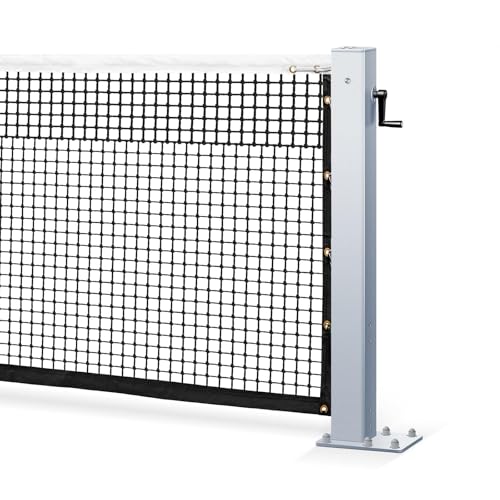 Professional Tennis Net Posts with Internal Safe Winder, 100mm Heavy-Duty Aluminum Post & 260mm Galvanized Base, Includes Expansion Anchors for Easy Setup - color: SILVER, size: Double-Layers Tennis Net, style: Surface-Mounted