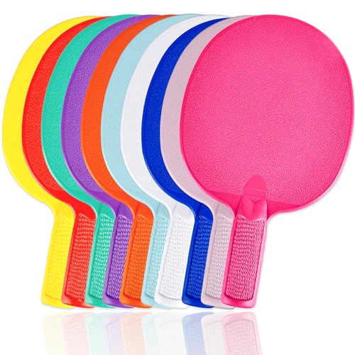 10 Pcs Plastic Table Tennis Paddles Unbreakable Ping Pong Rackets Portable Textured Grip for Beginner Kids Adults Outdoor Training Party