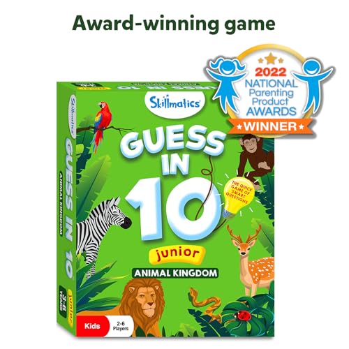 Skillmatics Guess in 10 - Animal Kingdom, Card Game for Preschool Kids, Girls & Boys, Fun Travel Game & Gifts for Ages 3, 4, 5, 6 - style: 3. Junior Animal Kingdom