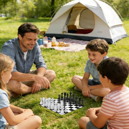 Portable Magnetic Chess Set for Kids & Adults, 6.9 in Rollable Mini Travel Chess Board with Modern Minimalist Pieces, Cylinder Storage, Chess Game for Camping, School, Gift - size: Mini (6.9" * 6.9")