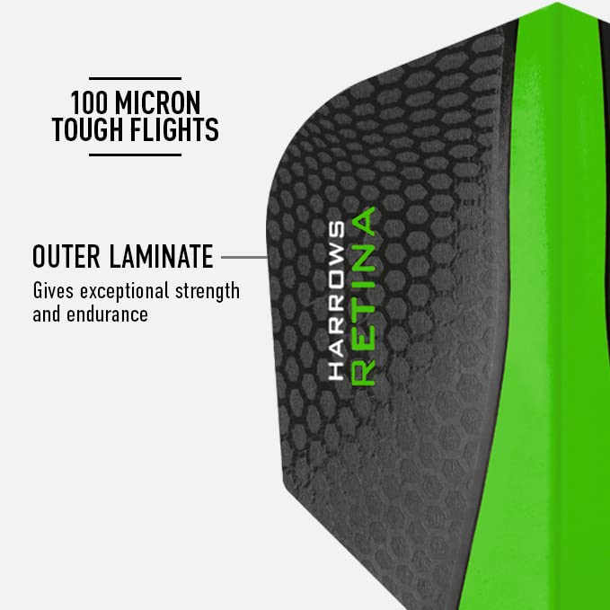 Harrows Retina | Premium Extra Strong 100 Micron Dart Flights in Standard Shape … - color: Green