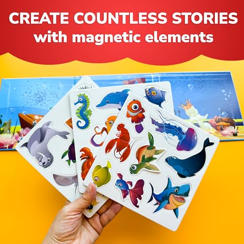 Quokka Travel Magnetic Puzzles for Toddlers 1-3 – 20+Pcs Sea Game with Playbook – Fun Travel Game Toy for Kids Ages 3-5 – Strong Magnets for Car Activities – Fun Toddler Puzzle Ages 2-4 - color: 02. Sea