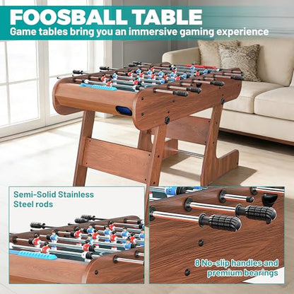 2-in-1 Multi Game Table, 53.5" Foosball Table, Air Hockey Table for Adult and Kids- Indoor Entertainment Center for Family Fun, Party