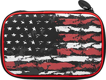 Casemaster Sentinel Dart Case, Holds 6 Steel Tip or Soft Tip Darts Fully Assembled, Hard Shell EVA Case with Foam, Water Resistant, American Flag - color: American Flag