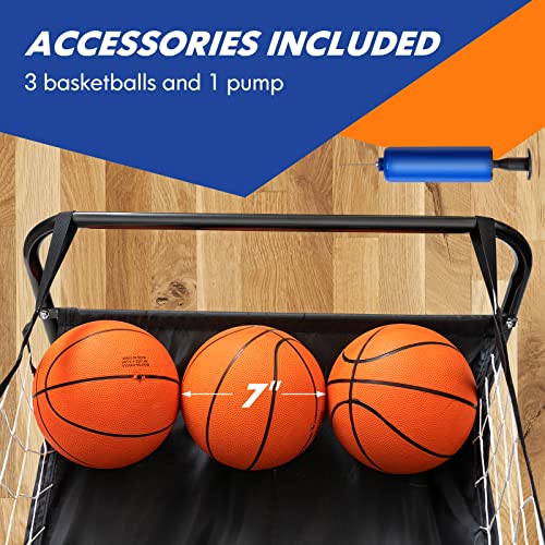 Goplus Foldable Indoor Basketball Arcade Game, Electronic Basketball Single Shootout Games Machine with 3 Balls, LED Scoreboard and Inflation Pump for Kids Youth Teens Adults