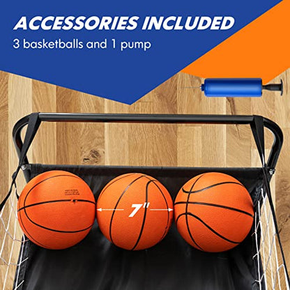 Goplus Foldable Indoor Basketball Arcade Game, Electronic Basketball Single Shootout Games Machine with 3 Balls, LED Scoreboard and Inflation Pump for Kids Youth Teens Adults