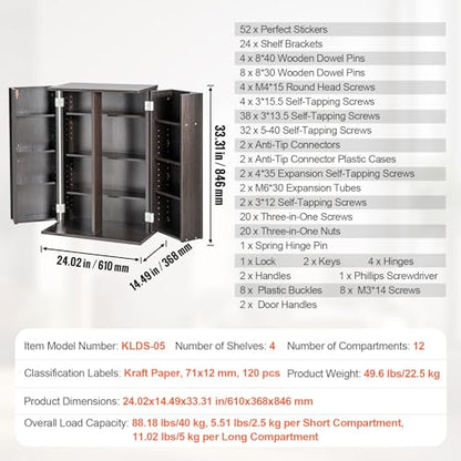 VEVOR Media Storage Cabinet, DVD Cabinet with Doors and Shelves, CD Storage, Adjustable DVD Shelf, Protects & Organizes Music, Movie, Video Games or Collections-Espresso - style: Espresso