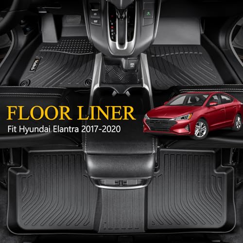 Wailtnb-All Weather Floor Mats and Cargo Liners for Hyundai Elantra 2017-2020 Liners Custom Fit Hyundai Elantra 2017-2020 Waterproof Durable Easy to Clean Accessories - style: 37|For Hyundai Elantra | 2017-2020 | Set