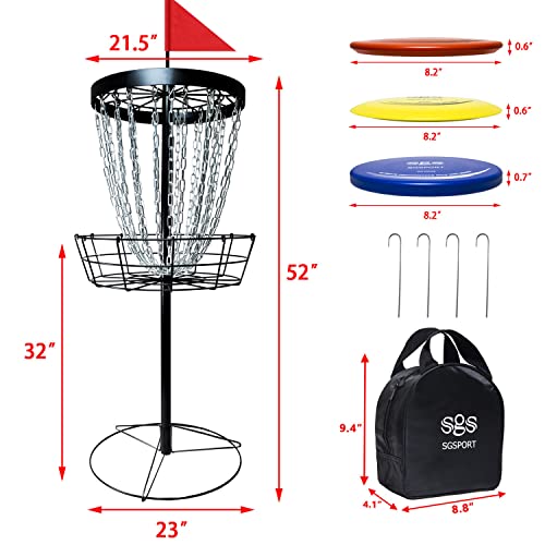 Disc Golf Basket - Portable Disc Golf Target with Heavy Duty 24-Chains Come with 6pcs Disc Golf Discs and Carry Bag, Ground Stake -Suitable for Players of All Levels - Multi Color Available - style: Plus-Black- 6 PCS